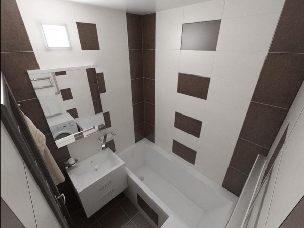 Come equipaggiare gli interni per ottenere un bagno confortevole con un design nella foto di 6 mq se il bagno è combinato