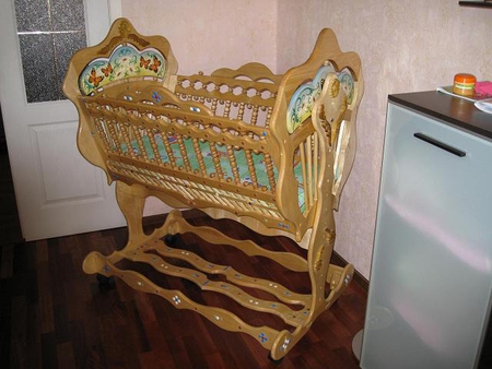 Wooden crib for newborn baby