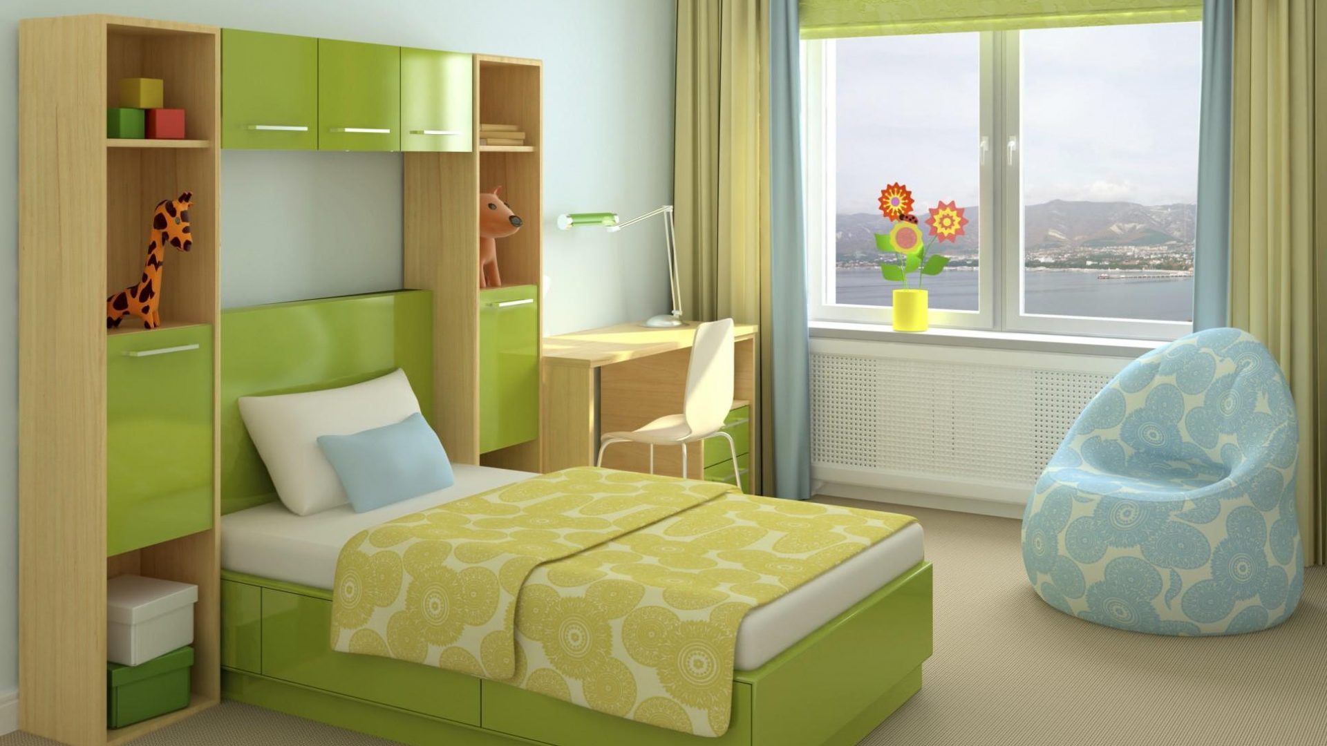Dizajn tapeta u svijetlim bojama za dječju sobu za djevojčice