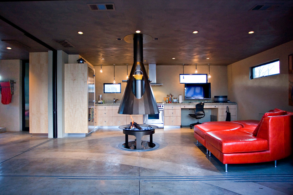 Living room interior with fireplace