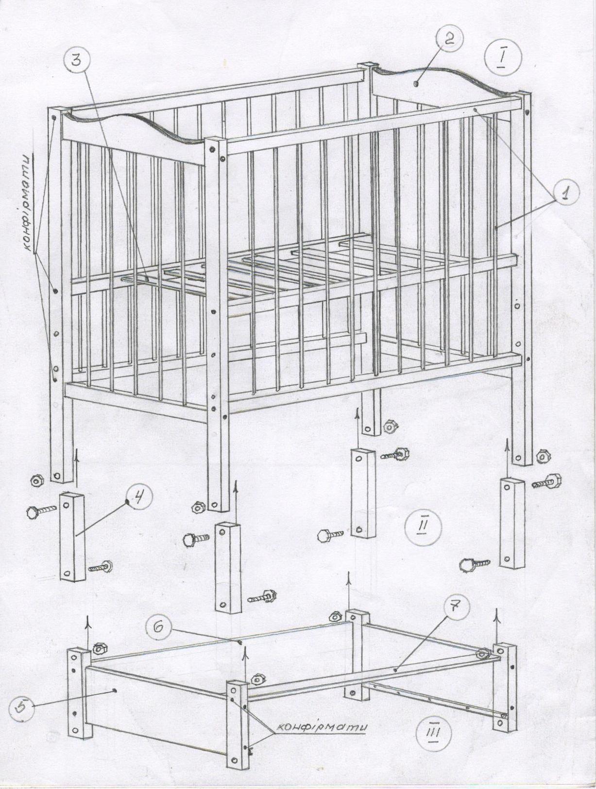 Master class crib with drawings and photos