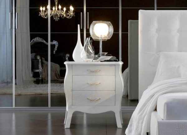 white bedside table