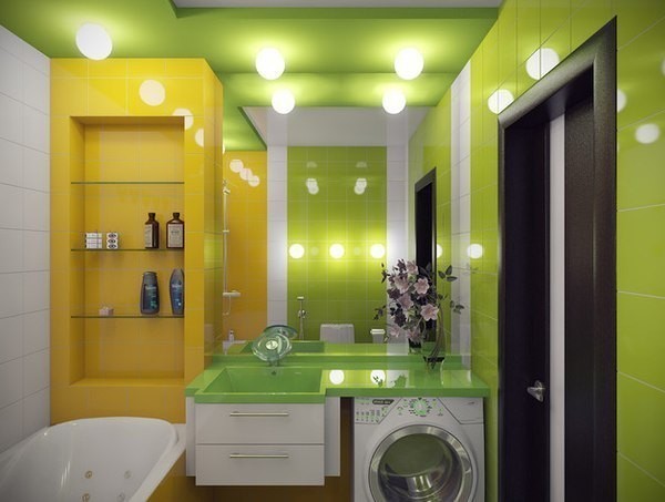 La combinazione di colori di un piccolo bagno