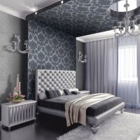 crne tapete u dizajnu spavaće sobe u stilu gotičke fotografije