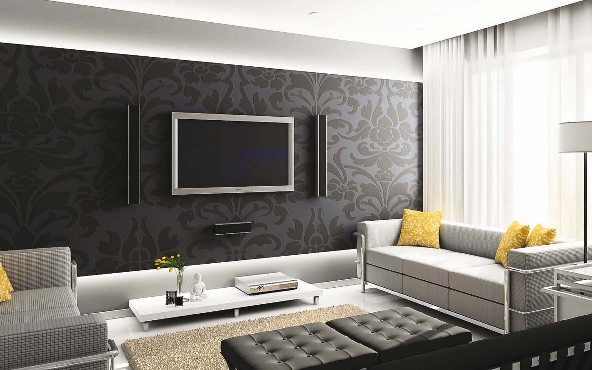 black wallpaper in the design of the kitchen in the style of avant-garde