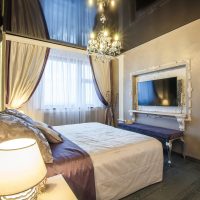 beautiful black ceiling in the interior of the bedroom picture