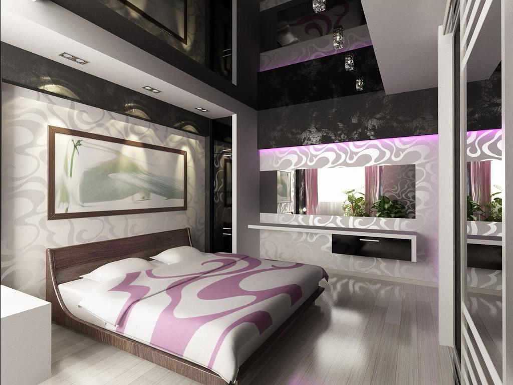 prekrasan crni strop u dizajnu spavaće sobe