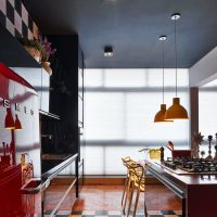 stretch black ceiling in the design of the apartment picture