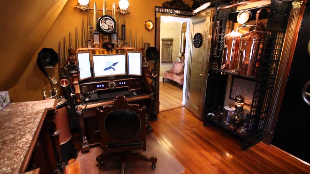 interno antico corridoio steampunk