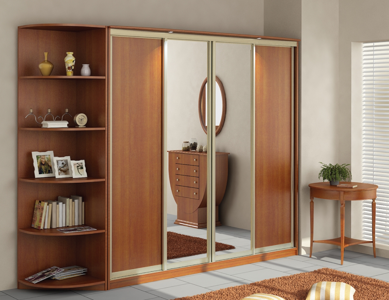 wooden wardrobe interior