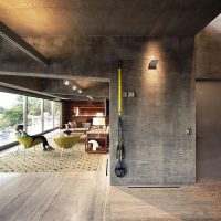 ceiling decoration with concrete mortar in the room photo