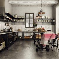 steampunk style interior with wooden parquet photo