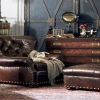 interno camera da letto steampunk con foto effetto antico