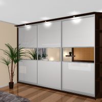 wooden bedroom wardrobe interior photo