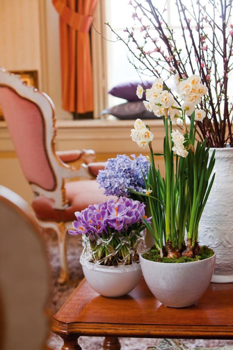 natural flowers in the design of the hallway