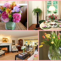 artificial flowers in the interior of the living room photo