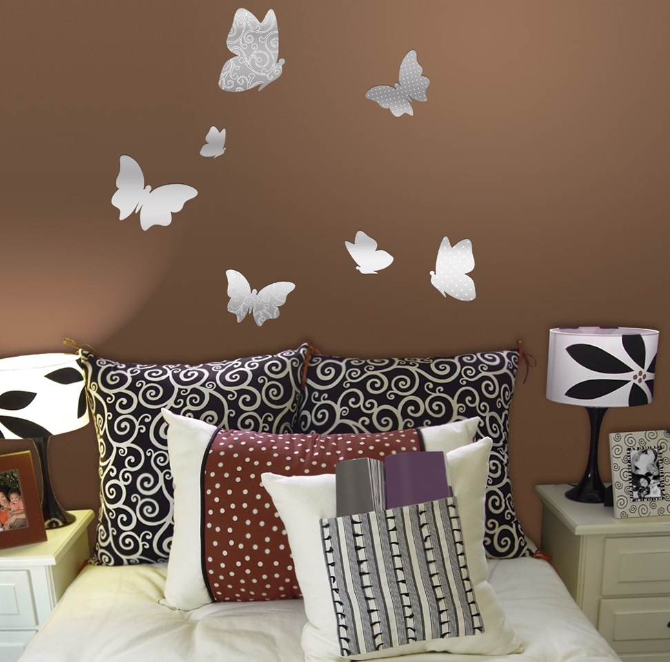 unusual butterflies in the interior of the room