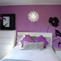 unusual decor of the apartment in fuchsia color photo