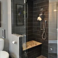 bright interior of a bathroom with a shower in bright colors photo