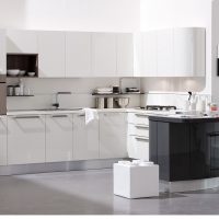 bright interior of a white kitchen with a touch of sandy photo