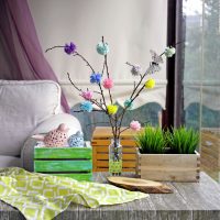 decorazioni luminose di primavera all'interno di una foto per bambini