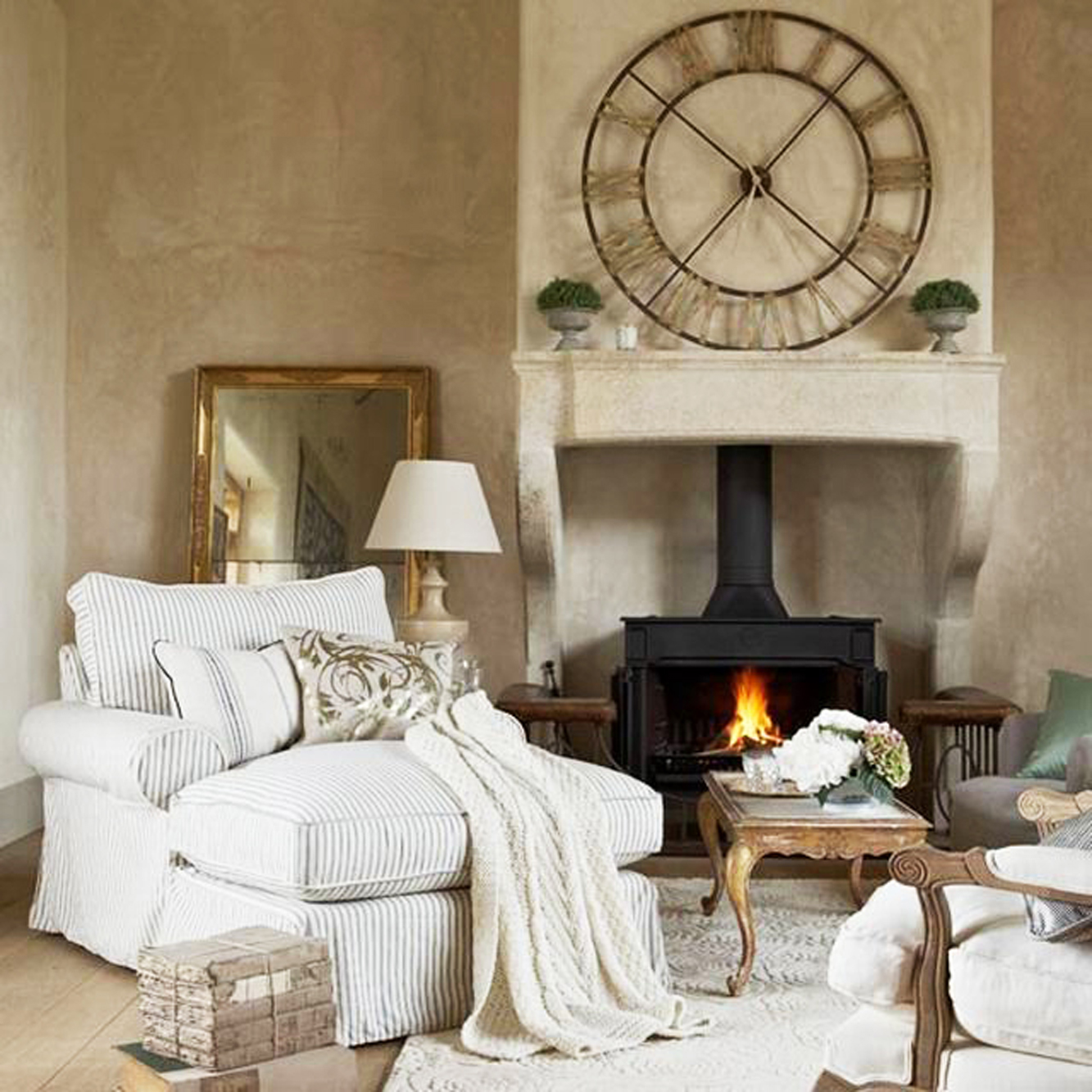 wooden clock in a classic style kitchen