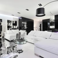 salon de style chic en photo couleur noir et blanc