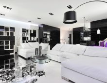 salon de style chic en photo couleur noir et blanc