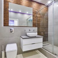 bright design of a bathroom with a shower in bright colors