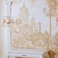 beau décor de chambre avec photo en bas-relief