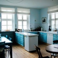 unusual decor of the hallway in turquoise color photo