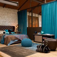 light bedroom design in turquoise color photo