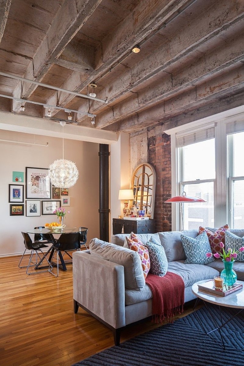 concrete ceiling style in the bedroom