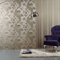 striped dark wallpaper in the design of the room photo