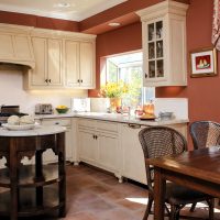 bright terracotta color in the interior of the corridor picture