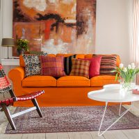 bright terracotta color in the interior of the bathroom photo