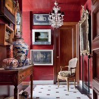 bright marsala color in the interior of the kitchen photo