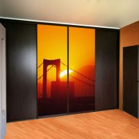 interior of a wardrobe in a bedroom made of wood picture