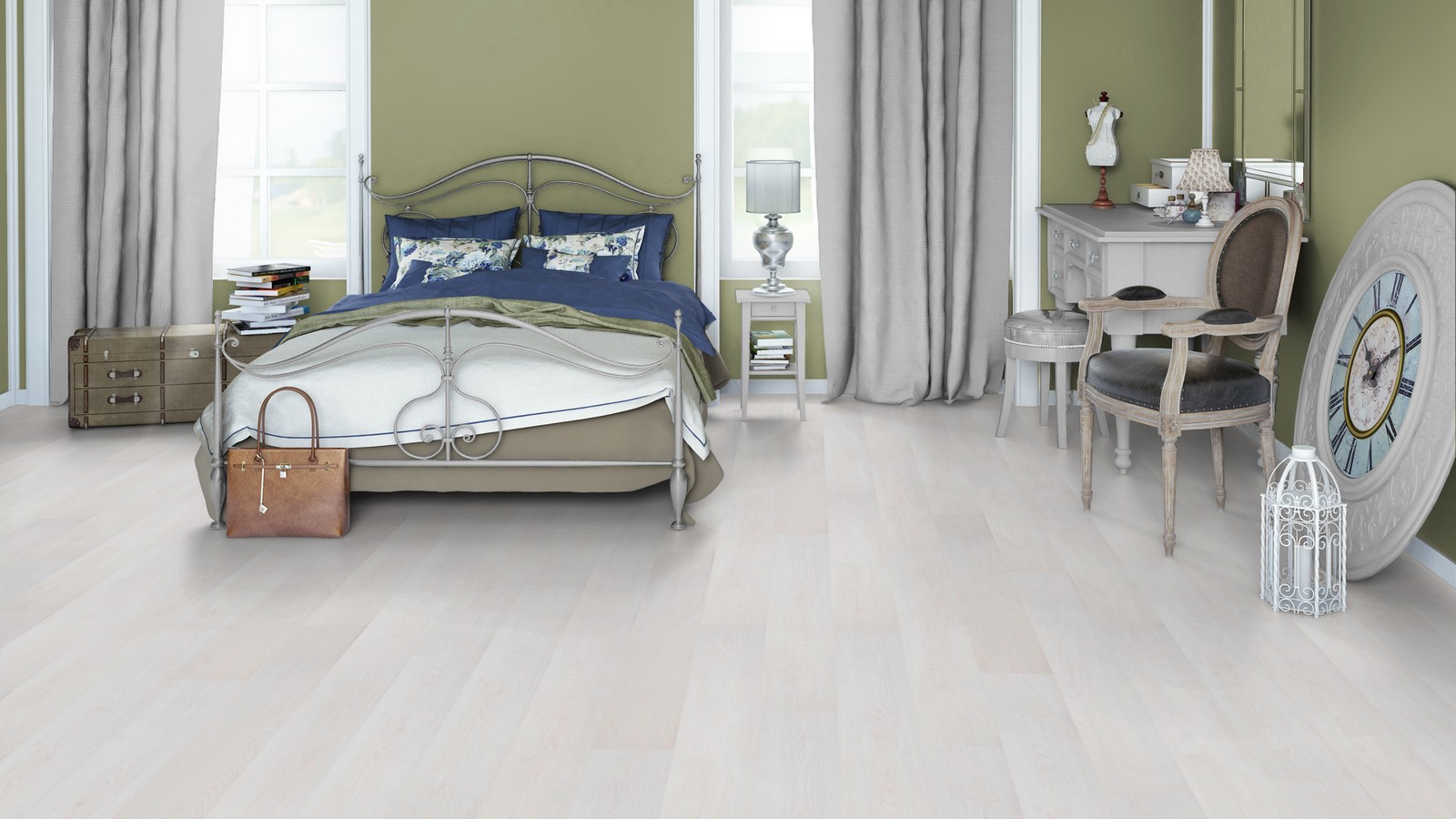 rovere bianco brillante nel design del corridoio