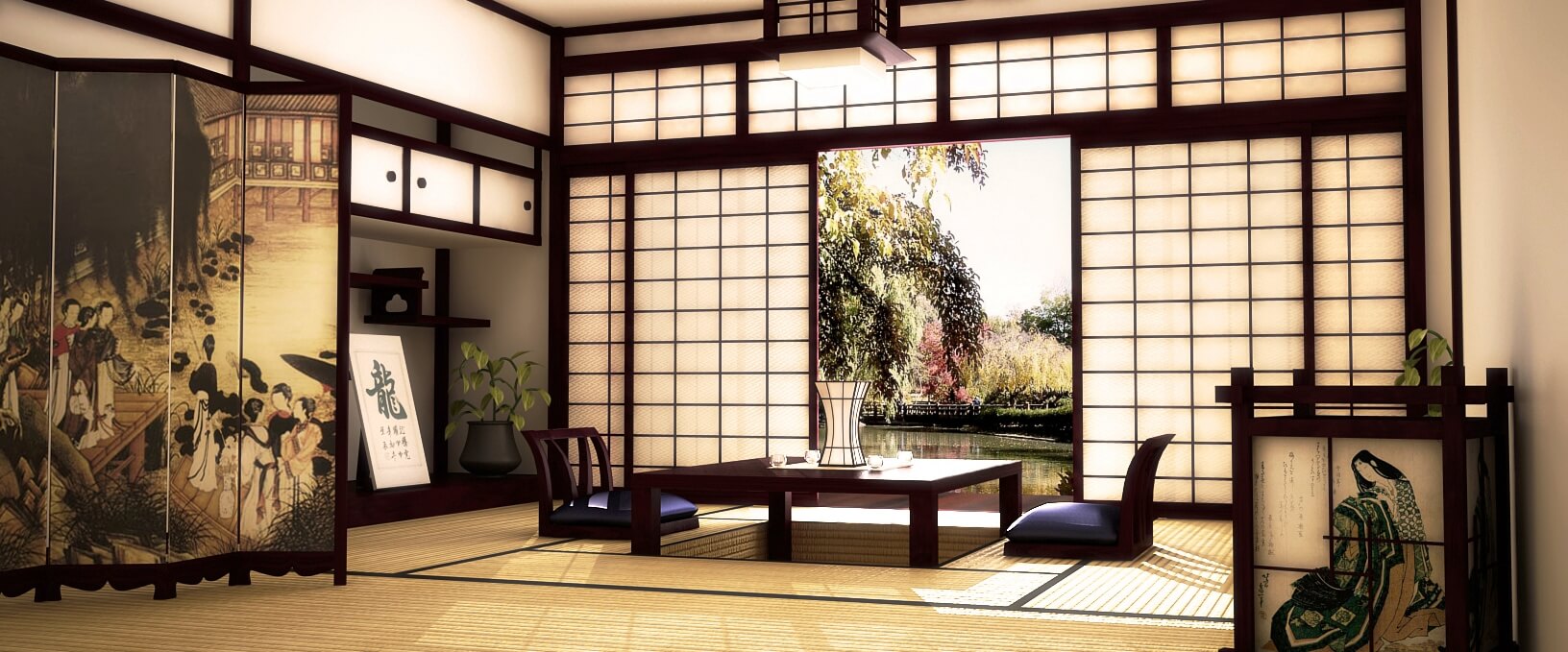 divan dizajn hodnika u japanskom stilu