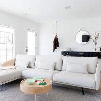 bright sofa in the interior of the corridor photo