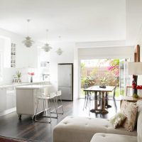 bright sofa in the design of the hallway photo