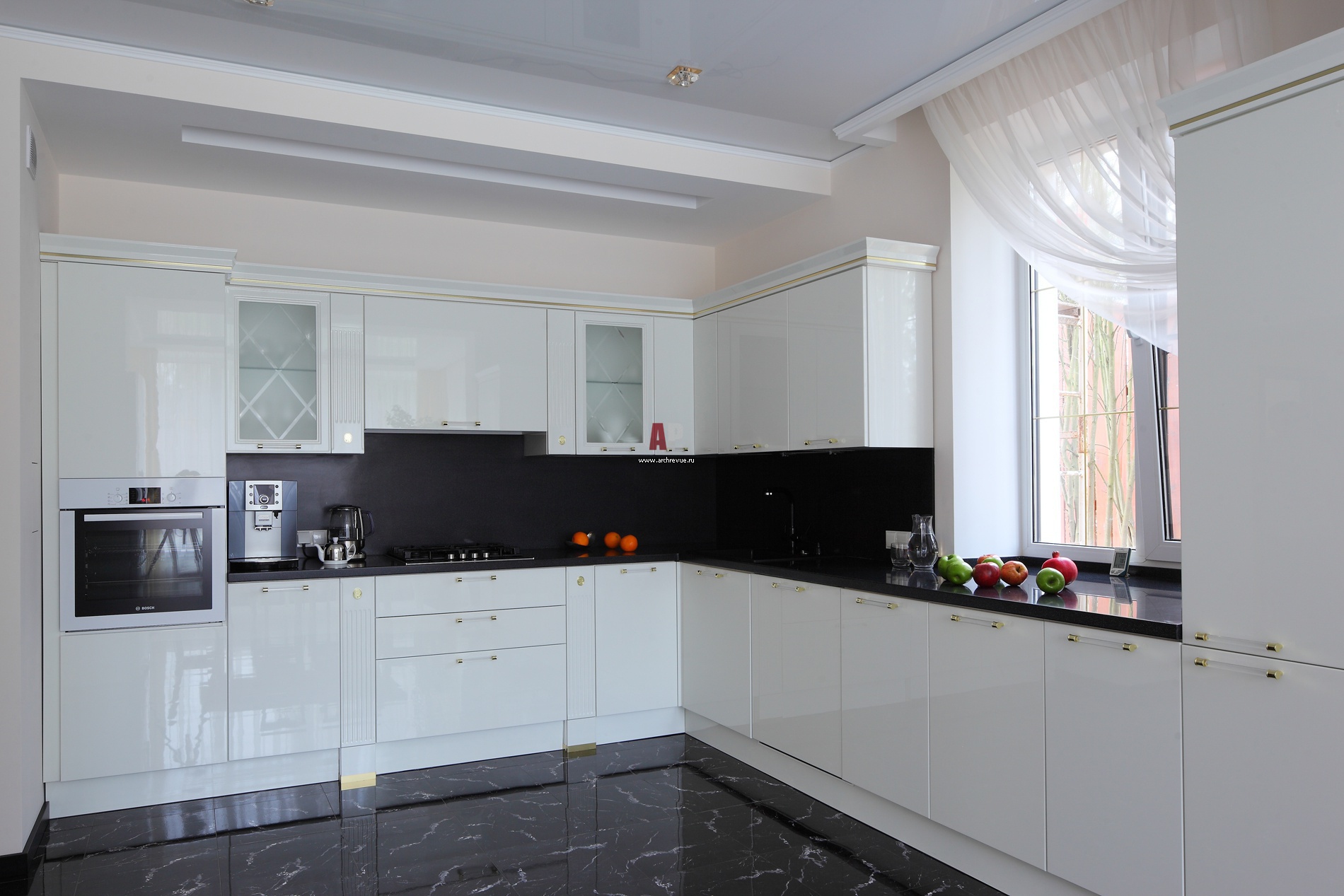 bright style of white kitchen with a touch of sand