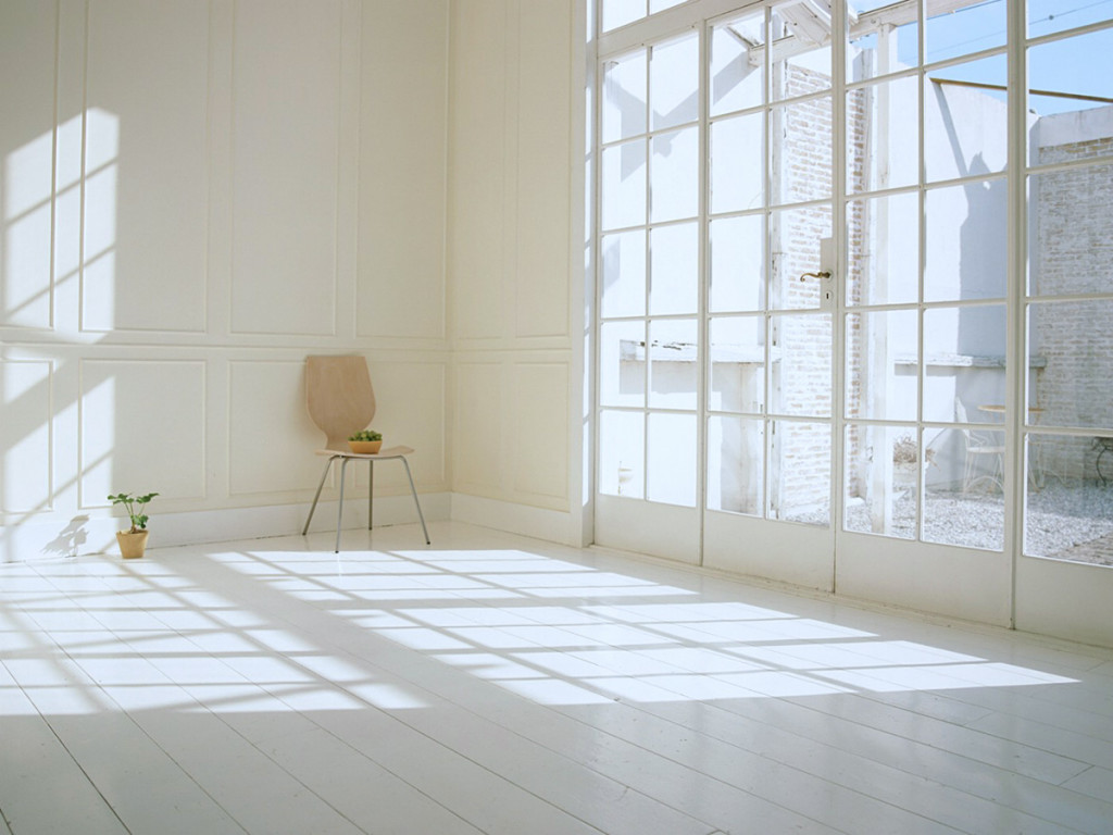 bright interior of the apartment in white colors