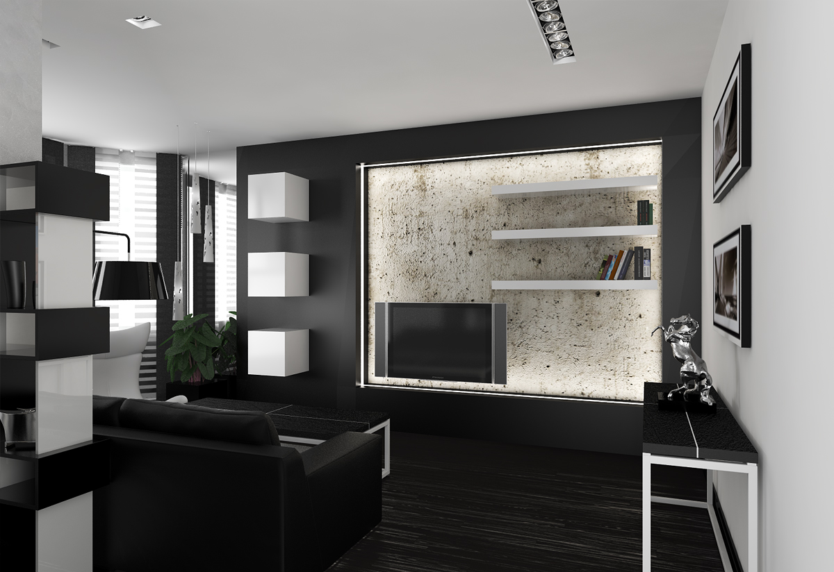 bellissimo appartamento interno in stile high-tech