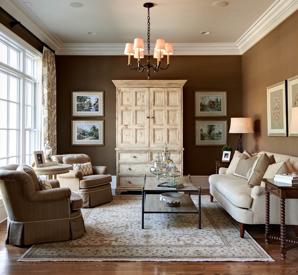 bright apartment interior in chocolate color