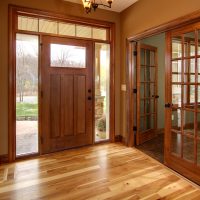 dark doors in the interior of the kitchen from oak picture