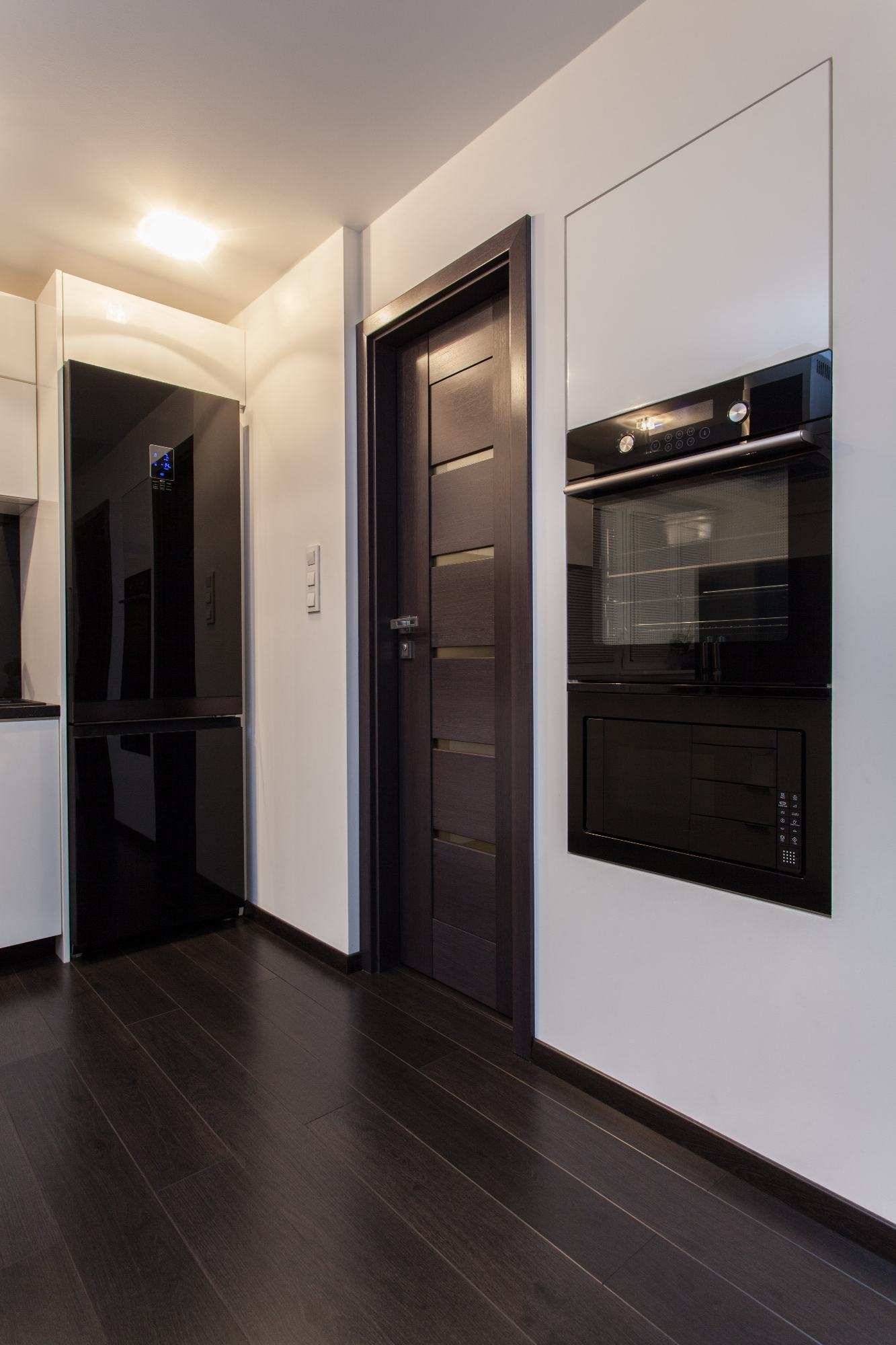 dark doors in walnut interior