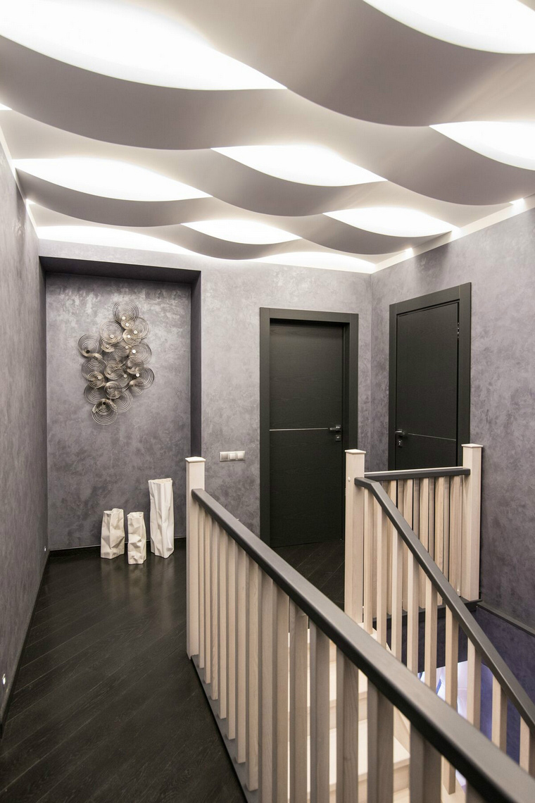 dark doors in oak bedroom interior