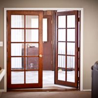 dark doors in mahogany kitchen decor photo